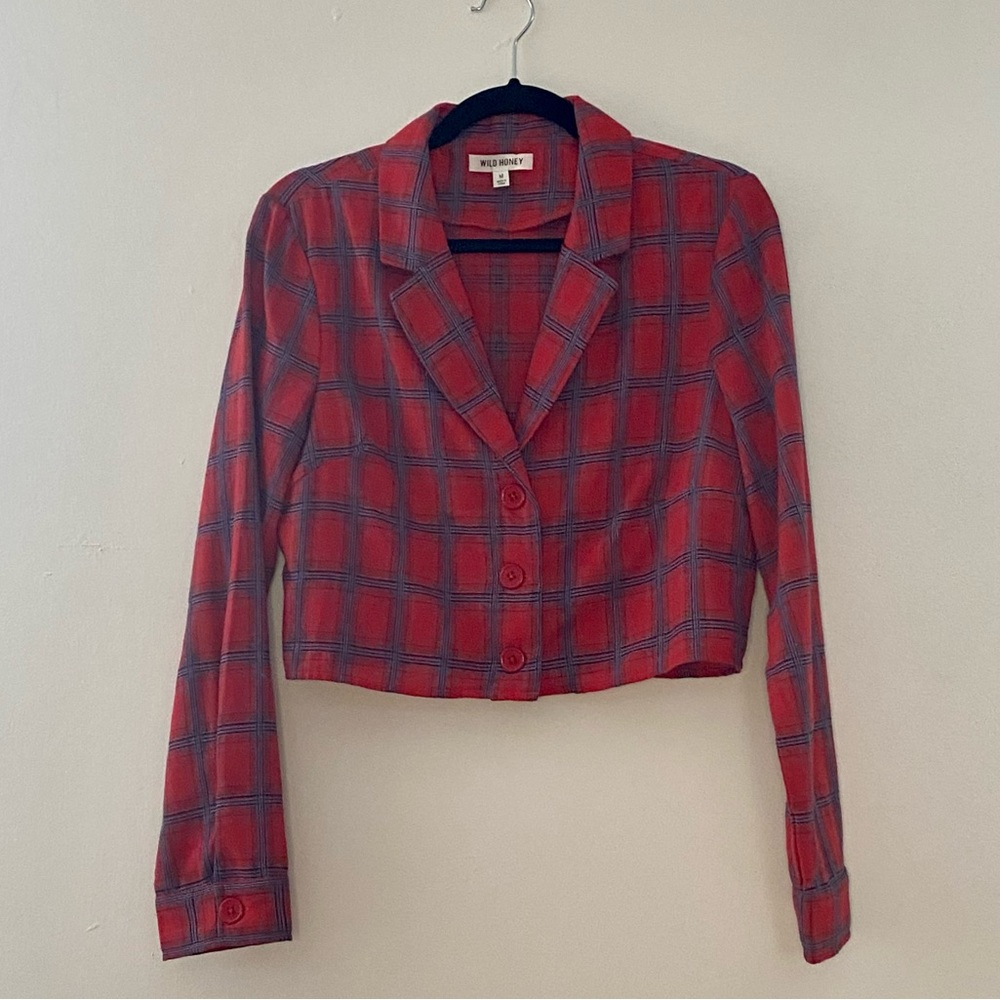Cropped plaid blazer